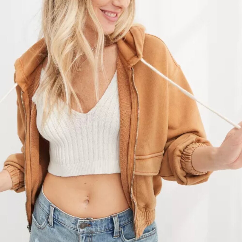 OFFLINE By Aerie Full Zip Cropped Hoodie – Size Small